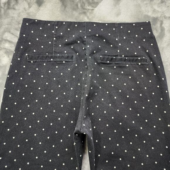 Old Navy Pants Women 14 Black White Polka Dot Wow Ankle High Rise Stretch Preppy - Picture 3 of 12